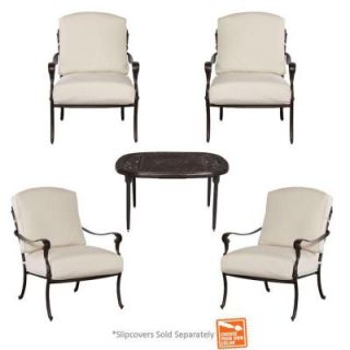 Hampton Bay Edington 5 Piece Patio Fire Pit Chat Set with Cushion Insert (Slipcovers Sold Separately) 141 012 5FCH NF