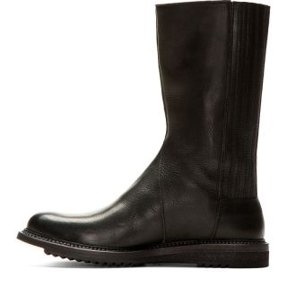 Rick Owens Black Leather Slat Stretch Boots