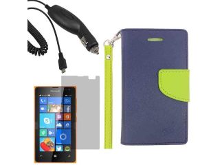 Leather Flap Wallet Cover Case For TMobile Microsoft Lumia 435 x LCD Car Charger