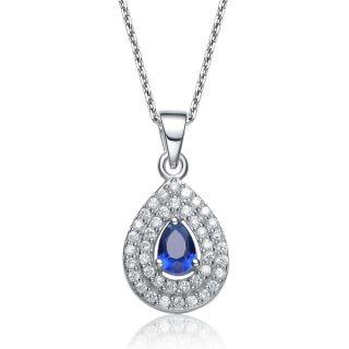 Collette Z Sterling Silver Blue and White Cubic Zirconia Pear Shape