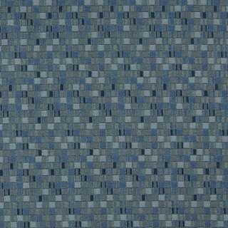 E261 Blue Yellow Scale Geometric Boxes Contract Upholstery Fabric (By