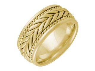 14K  Gold Mens Braided Fern Style Wedding Band (8mm)