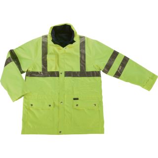 Ergodyne GloWear Class 3 4-in-1 High-Visibility Jacket — Lime, Large, Model# 8385  Safety Jackets