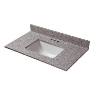 Home Decorators Collection 25 in. W x 19 in. D Granite Vanity Top in Napoli with White Single Trough Basin 24196