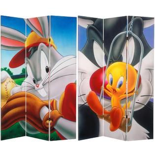 Oriental Furniture 6 ft. Tall Double Sided Bugs and Tweety Canvas Room