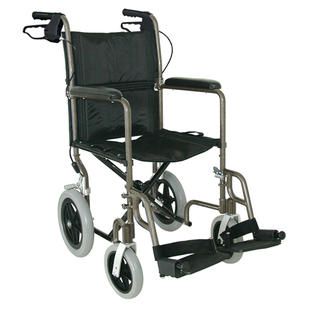 DMI® Lightweight Aluminum Transport Chair Titanium Frame, Black Seat