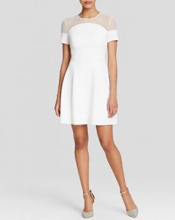 ABS by Allen Schwartz Dress   Short Sleeve Illusion Neck Fit and Flare