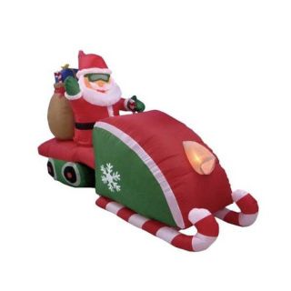 BZB Goods Christmas Inflatable Santa Claus Driving Snowmobile