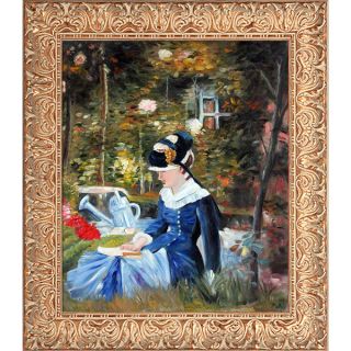Edouard Manet Young Woman in the Garden Hand Painted Framed Canvas