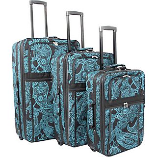 World Traveler Paisley 3 Piece Expandable Upright Luggage Set