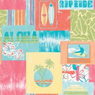 The Wallpaper Company 56 sq. ft. Brightly Colored Surf'S Up Wallpaper WC1285053