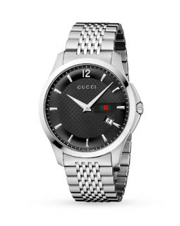 Gucci G Timeless Stainless Steel Watch with Black Dial, 40mm