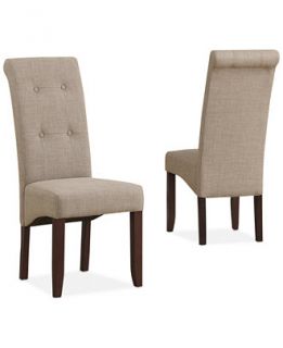 Simpli Home Verona Linen Set of 2 Tufted Parson Chairs, , Direct Ships