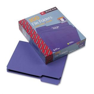 Smead File Folders, 1/3 Cut, Top Tab, Letter, Purple   Office Supplies