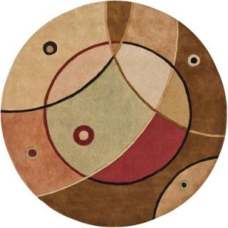 Chandra Antara Gold/Brown/Green/Burgundy 7 ft. 9 in. x 7 ft. 9 in. Indoor Round Area Rug ANT116 79RD