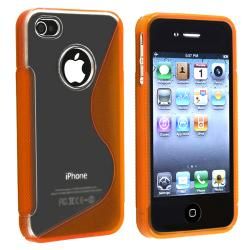 Clear/ Frost Orange S Shape TPU Rubber Case for Apple iPhone 4/ 4S