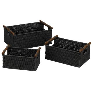 Household Essentials Paper Rope Baskets in Black (Set of 3)