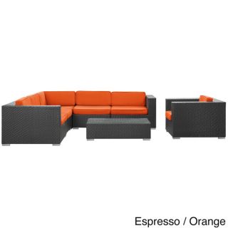 Corona Outdoor Patio Espresso 7 Piece Sectional Sofa Set   14063995