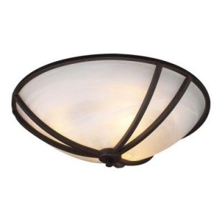 PLC Lighting 3 Light Ceiling Oil Rubbed Bronze Flush Mount with Marbleized Glass CLI HD14863ORB