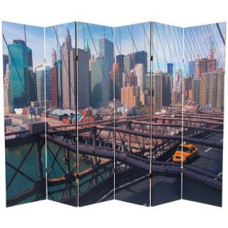 Oriental Furniture 71.25'' x 94.5'' Double Sided New York Taxi 6 Panel Room Divider