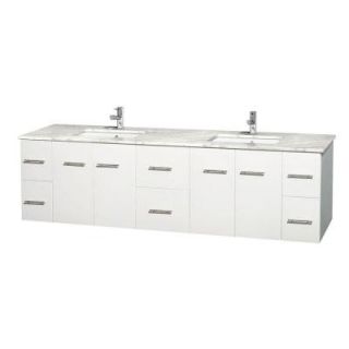 Wyndham Collection Centra 80 in. Double Vanity in White with Marble Vanity Top in Carrara White and Under Mount Sinks WCVW00980DWHCMUNSMXX