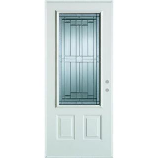 Stanley Doors 36 in. x 80 in. Architectural 3/4 Lite 2 Panel Prefinished White Steel Prehung Front Door 1510E D 36 L