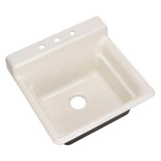 KOHLER Bayview Top Mount Cast Iron 25.5 in. 3 Hole Utility Sink in Biscuit K 6608 3 96