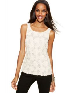 Alex Evenings Top, Sleeveless Sequined Lace   Tops   Women