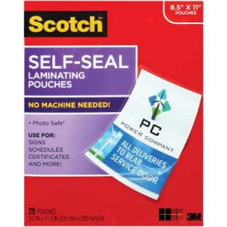Scotch Self Sealing Laminating Sheets, Letter Size, 25pk