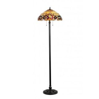 Tiffany style Victorian Design 2 light Floor Lamp in Dark Antique