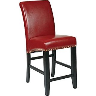 OSP Designs Metro Bonded Leather 24 Parsons Stool w/ Nail Heads, Crimson Red