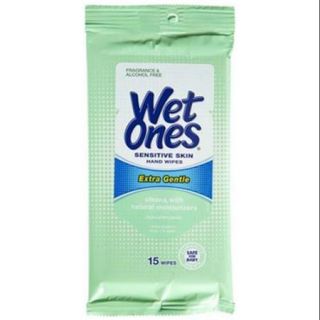 WET ONES Towelettes Sensitive Skin Extra Gentle Travel Pack 15 Each (Pack of 6)