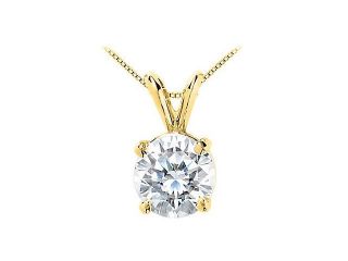 Triple AAA Quality CZ Solitaire Pendant in 18K Yellow Gold Vermeil Sterling Silver 25 Carat