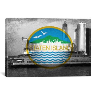 Flags Staten Island Ferry Graphic Art on Canvas