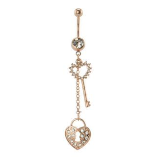Supreme Jewelry Anodized Rose Gold Heart Locket and Key Belly Bling