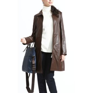 Womens Caramel Leather Zip out Liner Coat   17308172  