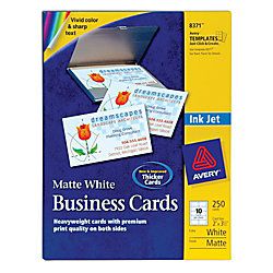 Avery Inkjet Microperforated Business Cards 2 x 3 12  White Pack Of 250