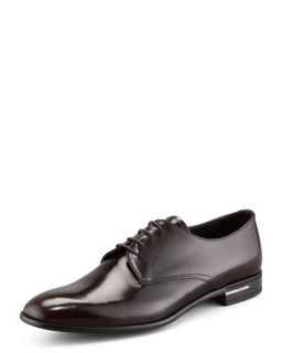 Prada Vitello Deco Lace Up Wingtip, Nero