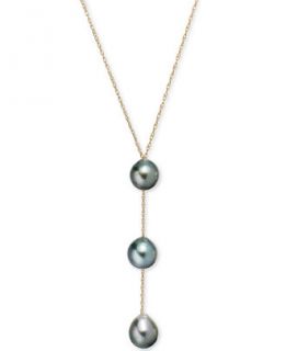 Pearl Necklace, 14k Gold Tahitian Pearl Drop Pendant (9mm)