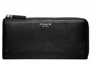coach legacy leather slim zip silver black