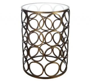 Kenneth Brown Bronze tone Round Metal Ring Accent Table —