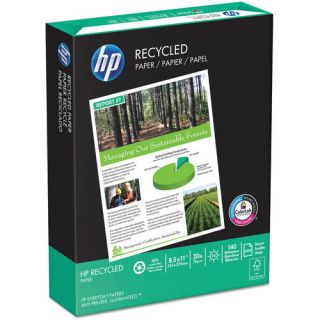 HP Office Recycled Paper, 92 Brightness, 20lb, 8 1/2 x 11, White, 5000 Shts/Ctn