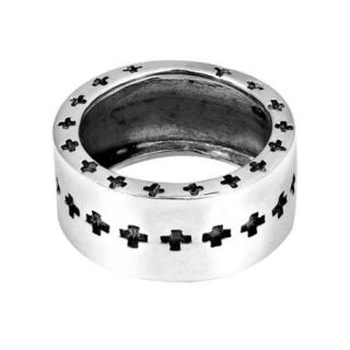 Greek Cross Wide Band .925 Sterling Silver Ring (Thailand) Size 8
