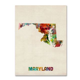Maryland Map by Michael Tompsett Graphic Art on Canvas