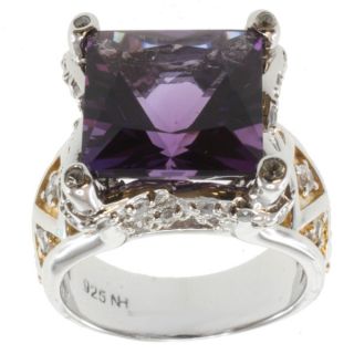 Michael Valitutti Two tone Square Amethyst and White Sapphire Ring