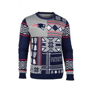 Officially Licensed NFL Patches Crew Neck Ugly Sweater   Patriots   7765880