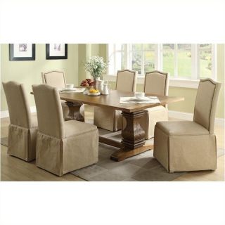 Coaster Parkins 7 Piece Dining Table and Chair Set in Coffee   103711 103713 7Pc PKG