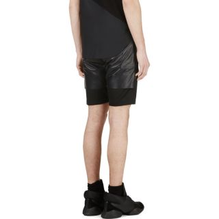 Pyer Moss Black Mesh & Lambskin Lounge Shorts