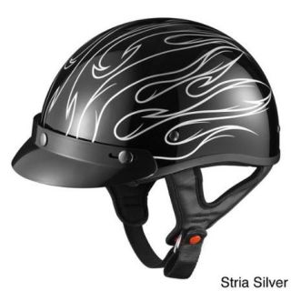 GLX Motorcycle Snap on Visor Half Helmet Stria Silver, XX Large