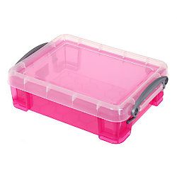 Really Useful Boxes Plastic Storage Box 1.75 Liters 9 716 x 7 116 x 2 34  Clear Pink